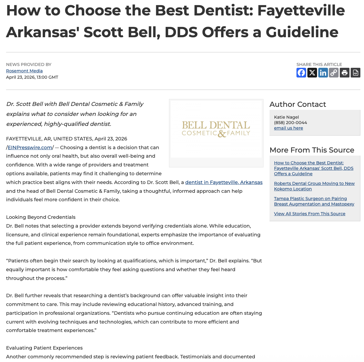 Dr. Scott Bell, a cosmetic dentist in Fayetteville, Arkansas, discusses things to look for when trying to choose the best dentist.